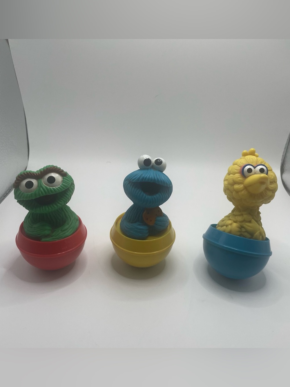 Sesame Street Trio Wobblers - Green Oscar, Blue Cookie Monster, Yellow Big Bird